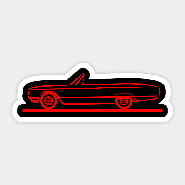 1964 Ford Thunderbird Convertible Red Sticker by PauHanaDesign